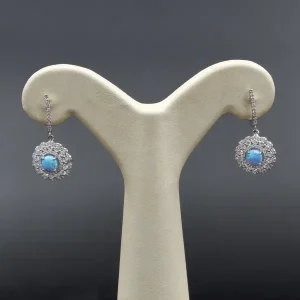گوشواره نگین دار نقره زنانه - طرح فیروزه
