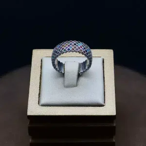 حلقه نگین دار نقره زنانه - طرح پرنس