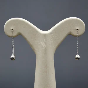 گوشواره نگین دار نقره زنانه - طرح بخیه