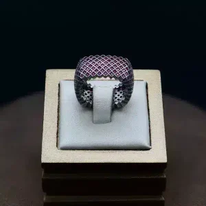 حلقه نگین دار نقره زنانه - طرح پرنس