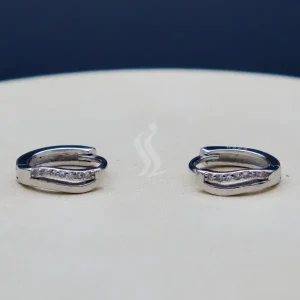 گوشواره نگین دار نقره زنانه - طرح حلقه