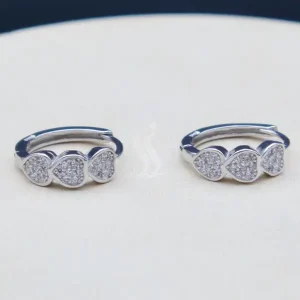 گوشواره نگین دار نقره زنانه - طرح حلقه