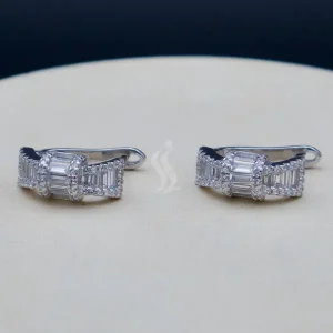 گوشواره نگین دار نقره زنانه - طرح حلقه