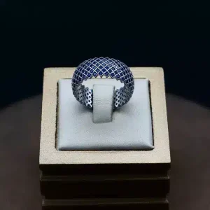 حلقه نگین دار نقره زنانه - طرح پرنس