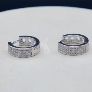 گوشواره نگین دار نقره زنانه - طرح حلقه