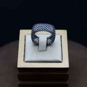 حلقه نگین دار نقره زنانه - طرح پرنس