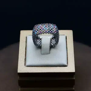 حلقه نگین دار نقره زنانه - طرح پرنس