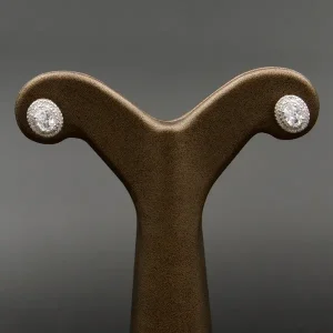 گوشواره نگین دار نقره زنانه - طرح دایره ای