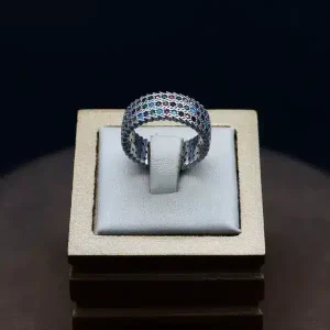 حلقه نگین دار نقره زنانه - طرح پرنس