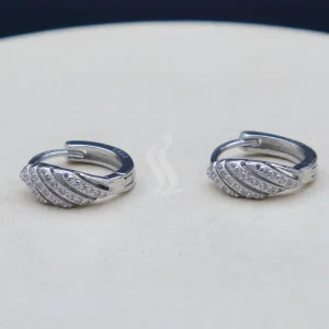 گوشواره نگین دار نقره زنانه - طرح حلقه