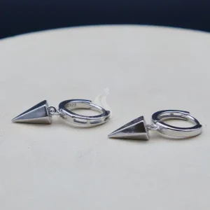 گوشواره نگین دار نقره زنانه - طرح حلقه