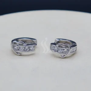 گوشواره نگین دار نقره زنانه - طرح حلقه