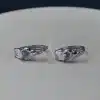 گوشواره نگین دار نقره زنانه - طرح حلقه