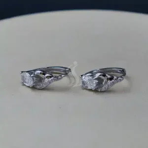 گوشواره نگین دار نقره زنانه - طرح حلقه