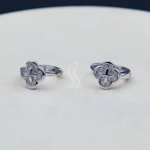 گوشواره نگین دار نقره زنانه - طرح حلقه