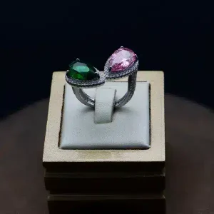 انگشتر نگین دار نقره - زنانه