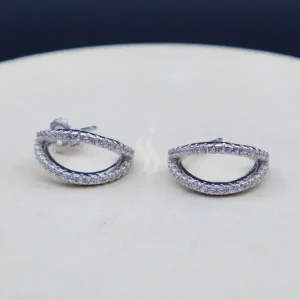 گوشواره نگین دار نقره زنانه - طرح حلقه