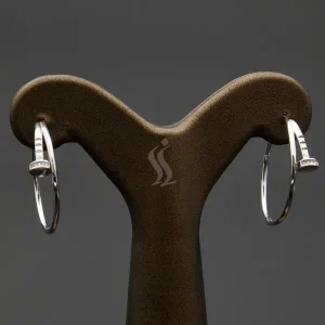 گوشواره نگین دار نقره زنانه - طرح میخ