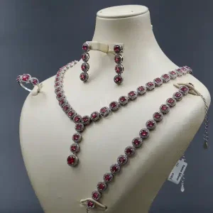 سرویس نگین دار زنانه نقره - یاقوت سرخ