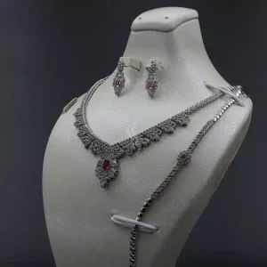 سرویس نگین دار زنانه نقره - یاقوت