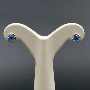 گوشواره نگین دار نقره زنانه - طرح چشم نظر