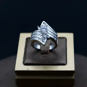 انگشتر نگین دار نقره زنانه - حلقه سولیتر