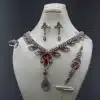 سرویس نگین دار نقره زنانه - یاقوت سرخ - طرح گلبرگ