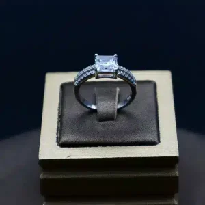 انگشتر نگین دار نقره زنانه - حلقه سولیتر