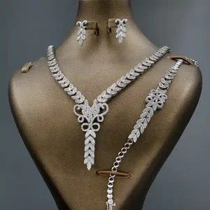 سرویس نگین دار نقره زنانه - طرح گلبرگ