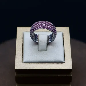 حلقه نگین دار نقره زنانه - طرح پرنس