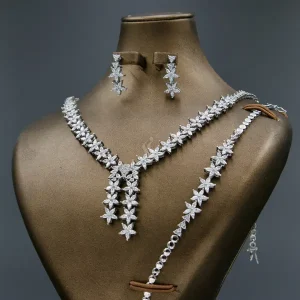 سرویس نگین دار نقره زنانه - طرح ستاره