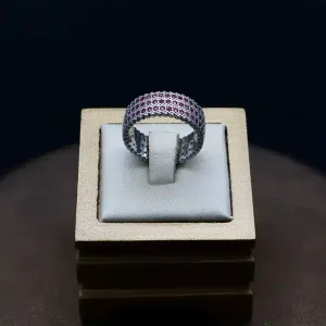 حلقه نگین دار نقره زنانه - طرح پرنس