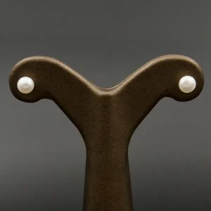 گوشواره نگین دار نقره زنانه - طرح مروارید