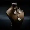 نیم ست نقره زنانه - نگین مروارید پرورشی