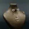 نیم ست نگین دار نقره زنانه - طرح قلب