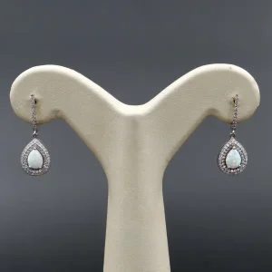 گوشواره نگین دار نقره زنانه - طرح اشک