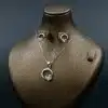 نیم ست نگین دار نقره زنانه - طرح پروانه