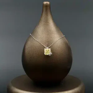 گردنبند نگین دار نقره زنانه - سنگ سیترین