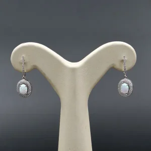 گوشواره نگین دار نقره زنانه - طرح بیضی