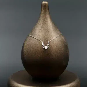 گردنبند نگین دار نقره زنانه - طرح گوزن