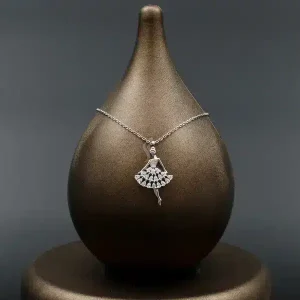 گردنبند نگین دار نقره زنانه - طرح بالرین