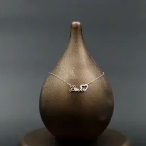 گردنبند نگین دار نقره زنانه - طرح love