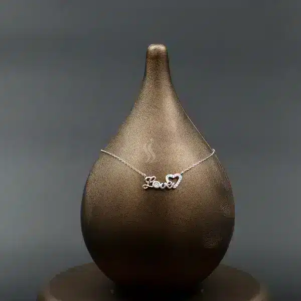 گردنبند نگین دار نقره زنانه - طرح love