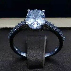 انگشتر نگین دار نقره زنانه - سولیتر