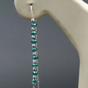 گوشواره نگین دار نقره زنانه - طرح بخیه