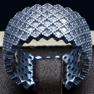 حلقه نگین دار نقره زنانه - سولیتر