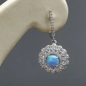 گوشواره نگین دار نقره زنانه - طرح فیروزه