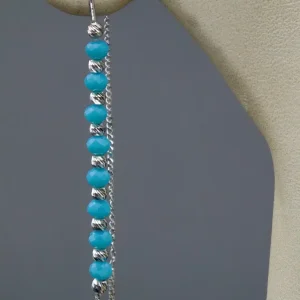 گوشواره نگین دار نقره زنانه - طرح بخیه