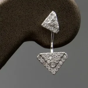 گوشواره نگین دار نقره زنانه - طرح مثلث