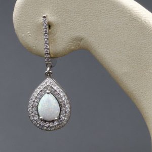 گوشواره نگین دار نقره زنانه - طرح اشک